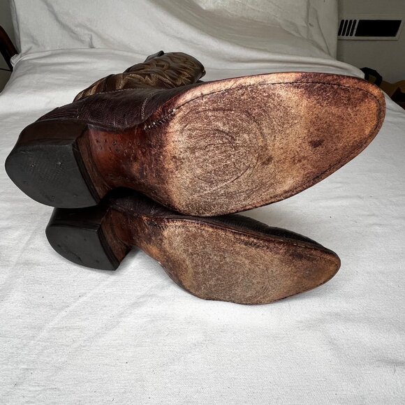 JUSTIN Brown Lizard Skin Leather Cowboy Boots Mens Size 10.5 D Style 8308 - Picture 10 of 16